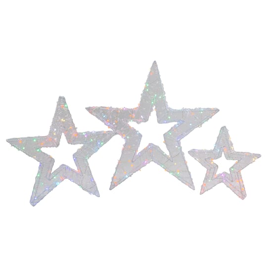 LED Color Changing Stars Outdoor Christmas D&#xE9;cor Set